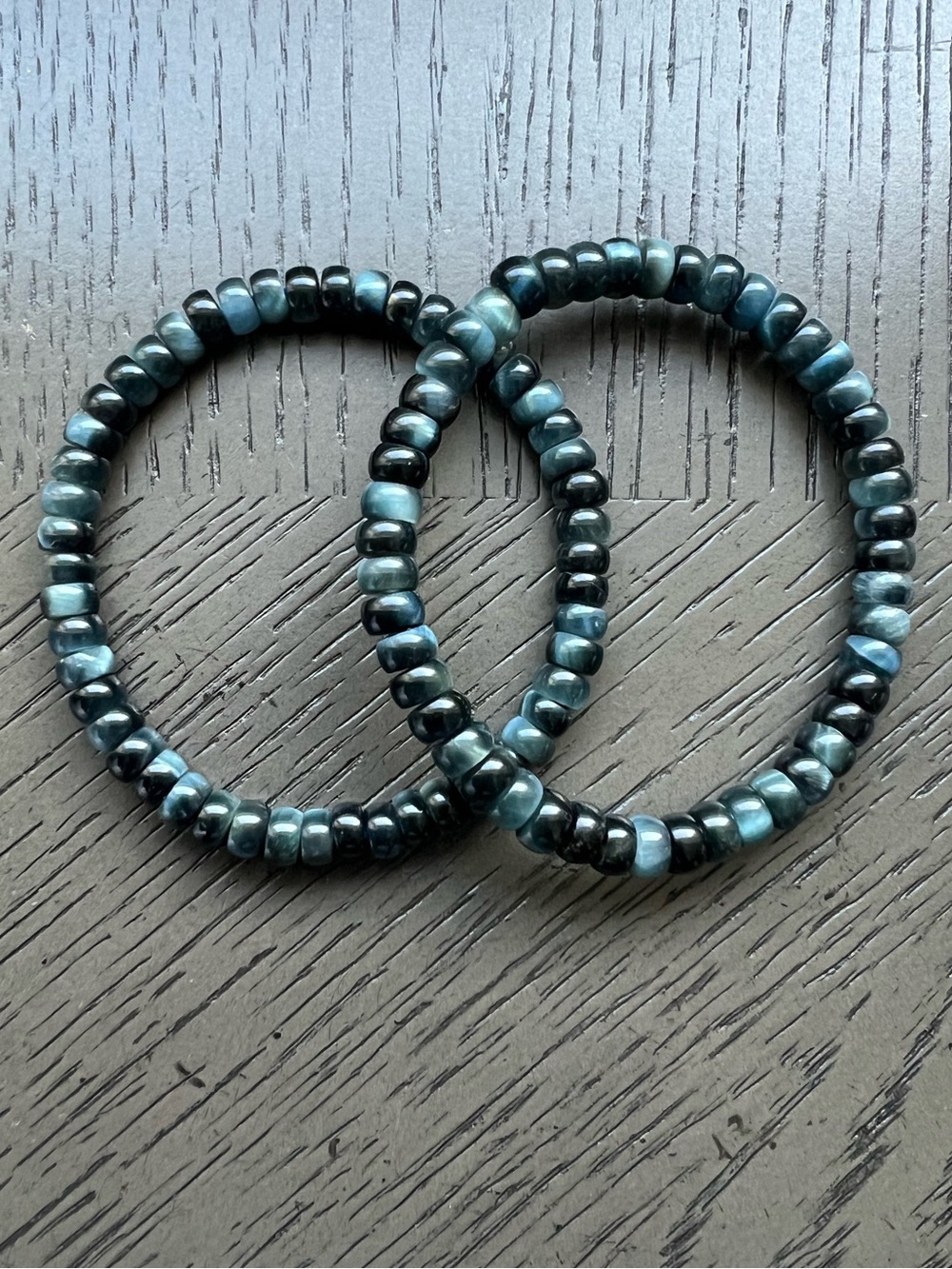 Blue Tiger eye donut bracelet 6mm SIZE 6.5’ ( ONE )